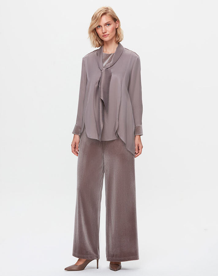 T25K-6005 Satin Tunic with Tie Detail on the Collar - 10