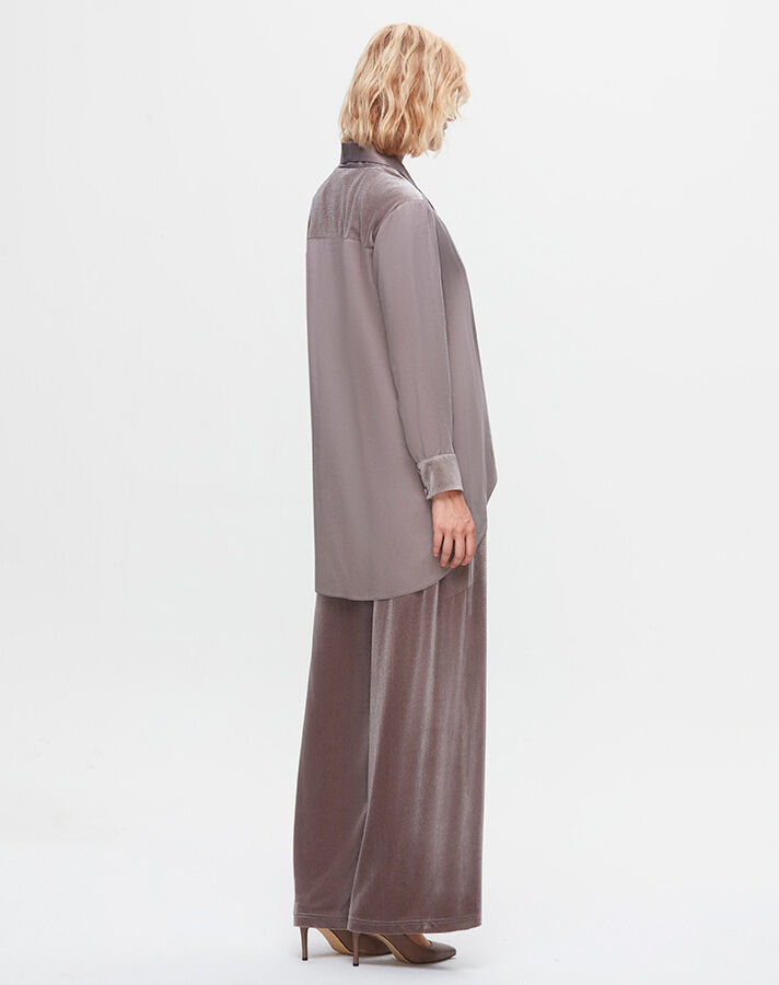 T25K-6005 Satin Tunic with Tie Detail on the Collar - 11