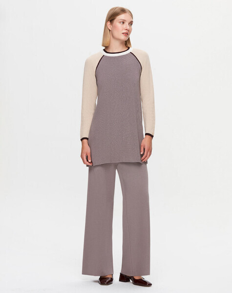 T25K-6007 Kolları Renkli Selanik Tunik BAZA-ANTHRACİTE - MISS DALIDA