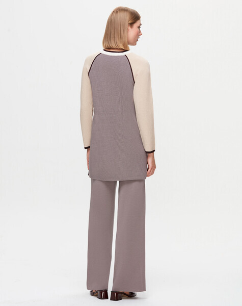 T25K-6007 Kolları Renkli Selanik Tunik BAZA-ANTHRACİTE - MISS DALIDA (1)