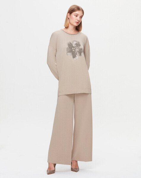 Önü Taşlı Gül Desenli Tiko 8YR71-Ta� Tunik 