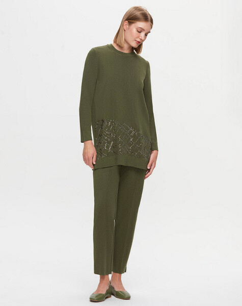 T25K-6012 Taş Detaylı Triko Tunik FARAD-GREEN - 2