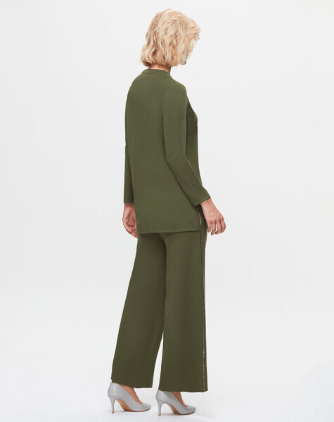 T25K-6013 Önü Taş Şertili Triko Tunik FARAD-GREEN - 2