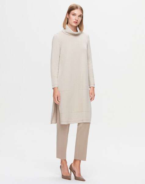 T25K-6017 Dik Yaka Uzun Tunik 8YR71-STONE 