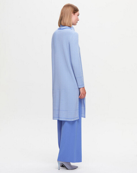 T25K-6017 Dik Yaka Uzun Tunik PANNO-SAPPHIRE - 3