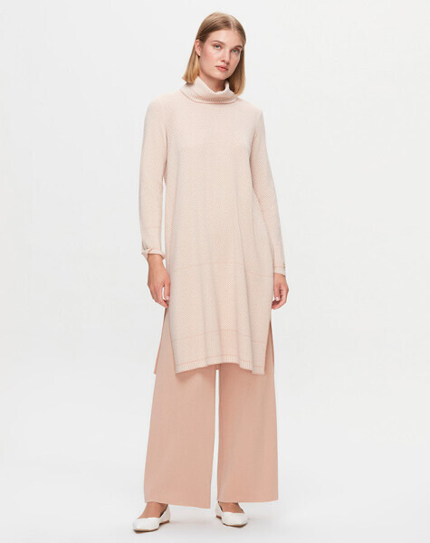 T25K-6017 Dik Yaka Uzun Tunik YR01H-SALMON - 1