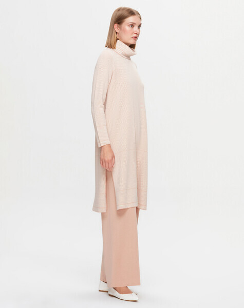 T25K-6017 Dik Yaka Uzun Tunik YR01H-SALMON - 2