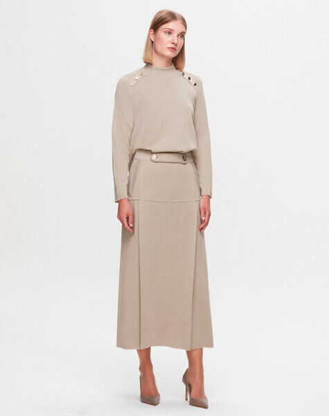 T25K-6018 Önü Düğme Detaylı Triko Tunik 8YR71-STONE - 1