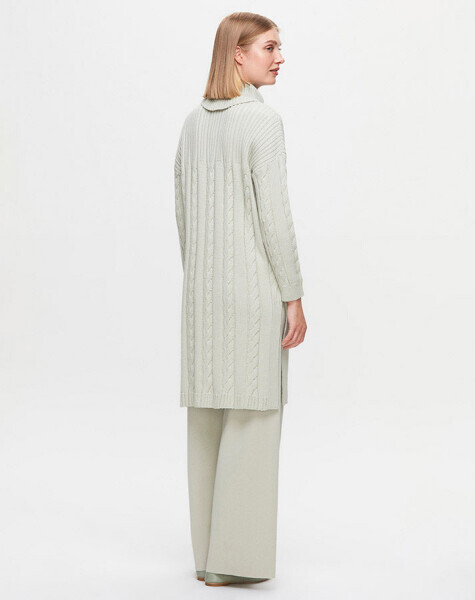 T25K-6021 Saç Örgü Dik Yaka Triko Tunik FONIA-RIVER - 2