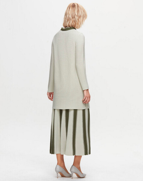 Dik Yaka Bekletmeli Triko FONIA-Gri Tunik - 5