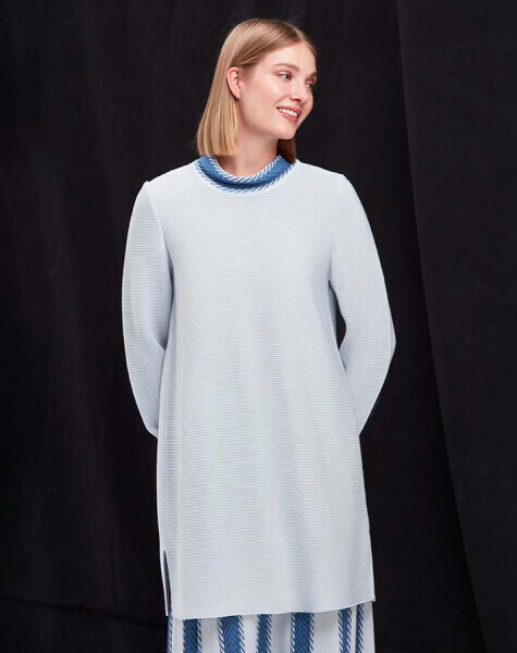 T25K-6024 Dik Yaka Bekletmeli Triko Tunik PB02V-ICE - 2