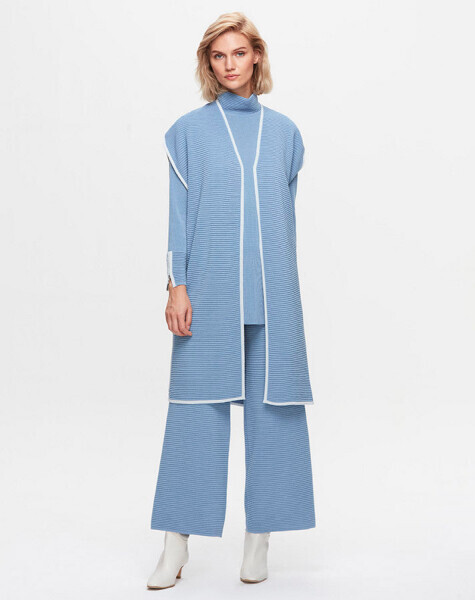 T25K-6026 Yakası ve Bileği Bekletme Detaylı Tunik PB13E-BLUE - 1