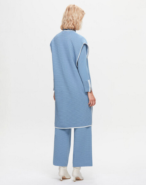 T25K-6026 Yakası ve Bileği Bekletme Detaylı Tunik PB13E-BLUE - 3