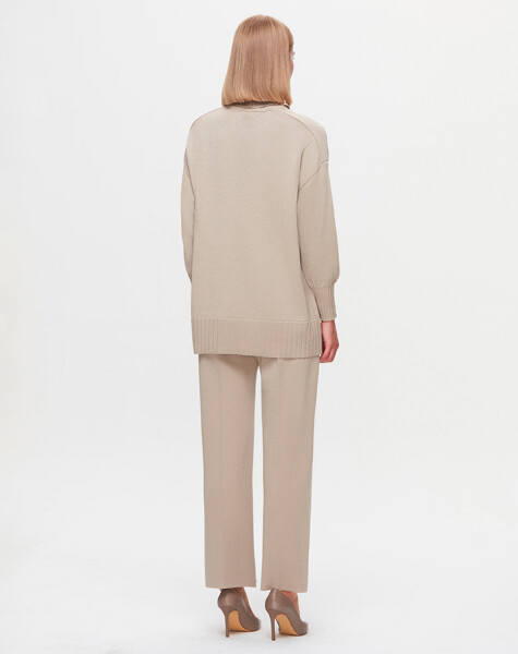 T25K-6029 Turtleneck Ribbed Detailed Knitwear Tunic - 5