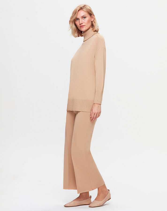 T25K-6029 Turtleneck Ribbed Detailed Knitwear Tunic - 1
