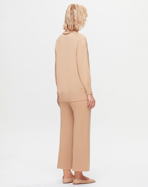 T25K-6029 Turtleneck Ribbed Detailed Knitwear Tunic - 2