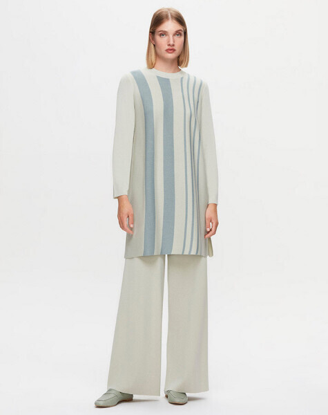 T25K-6031 Renk Şeritli Triko Tunik FONIA-RIVER - 1