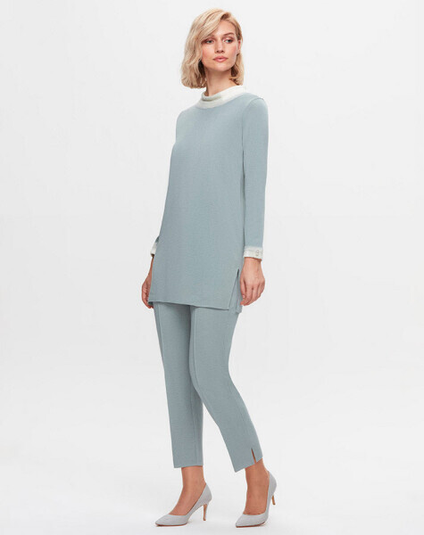 T25K-6032 Yakası ve Bileği Keçe Detaylı Tiko Tunik MANİA-RESEDA - 1