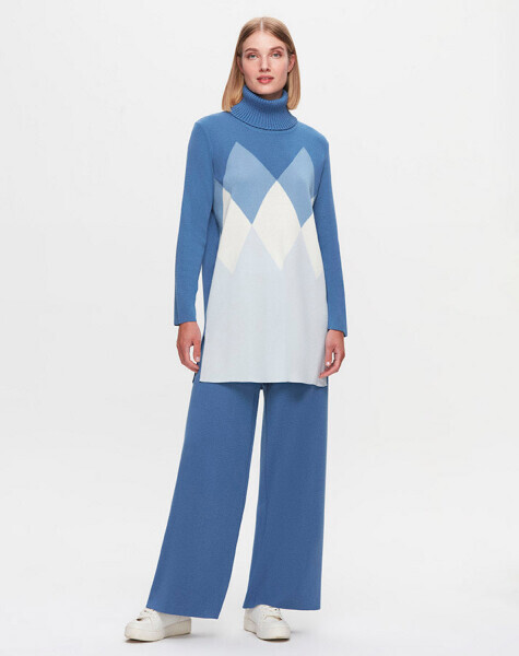 T25K-6033 Baklava Dilimli Triko Tunik 8YR71-STONE - 18