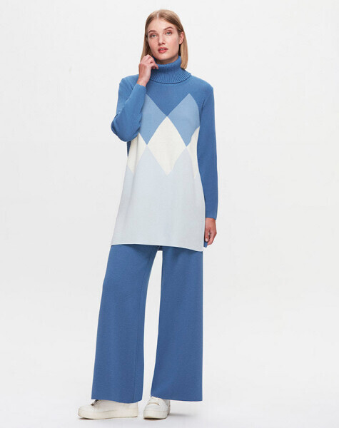 T25K-6033 Baklava Dilimli Triko Tunik 8YR71-STONE - 20