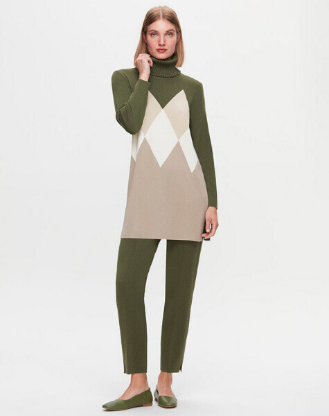 T25K-6033 Baklava Dilimli Triko Tunik FARAD-GREEN - MISS DALIDA (1)