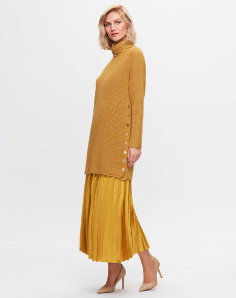 T25K-6034 Yanları Düğmeli Selanik Tunik DOTE-MUSTARD - 1