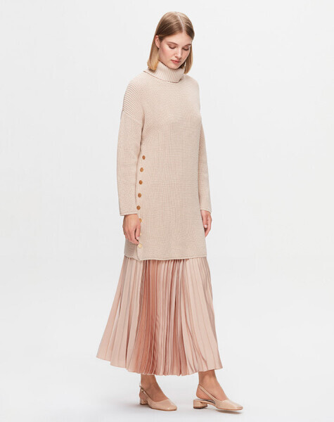 T25K-6034 Yanları Düğmeli Selanik Tunik YR23T-SAND - 1