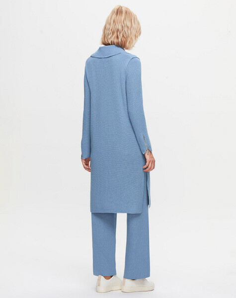 T25K-6035 Kolları Selanik Örgü Triko Tunik PB13E-BLUE - 3