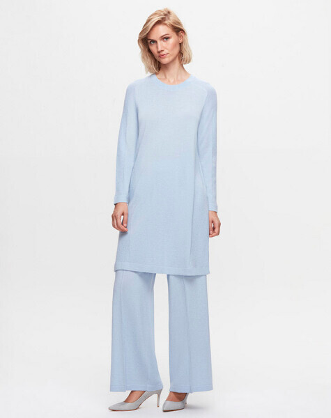 T25K-6036 Düz Renk Uzun Triko Tunik LIGHT BLUE - 2