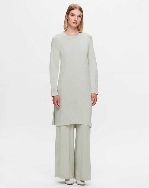 T25K-6036 Düz Renk Uzun Triko Tunik RIVER - 1