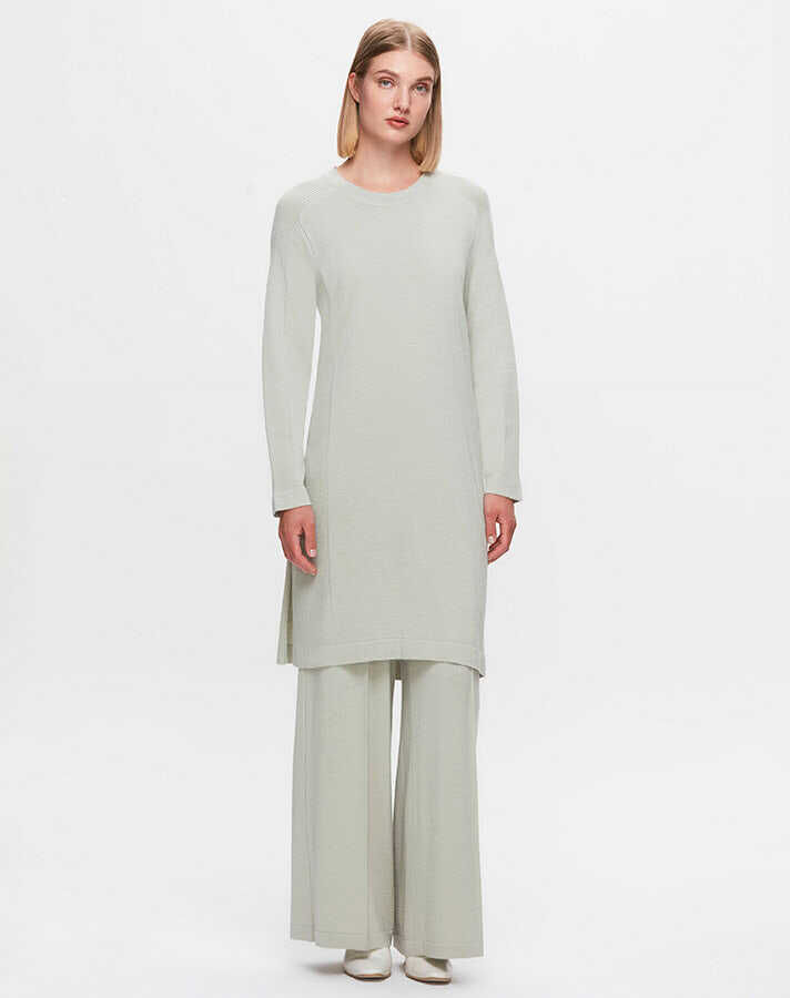 T25K-6036 Düz Renk Uzun Triko Tunik RIVER - 1