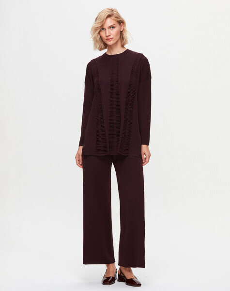 T25K-6037 Örgü Teknikli Düz Renk Tunik TROTA-OUBERGİNE - 2