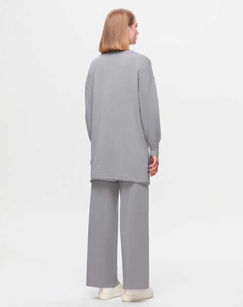 T25K-6039 Baklava Desenli Selanik Tunik VİALE-GREY - 3