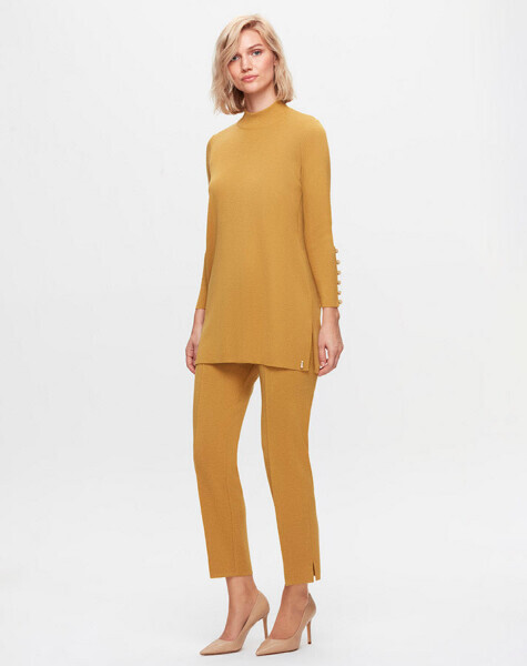 T25K-7000 Dar Paça Triko Pantolon DOTE-MUSTARD 