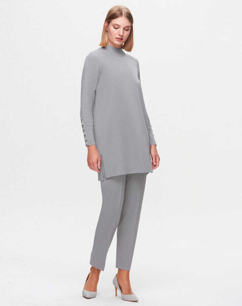 T25K-7000 Dar Paça Triko Pantolon VİALE-GREY 