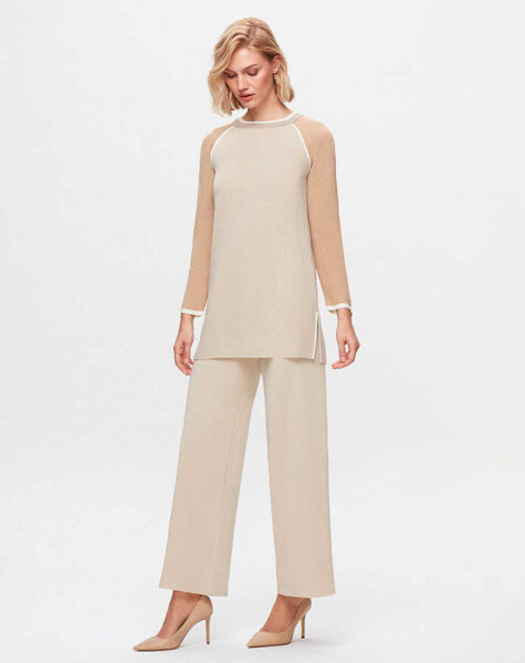 T25K-7001 Bol Paça Triko Pantolon YY216-BEİGE - MISS DALIDA