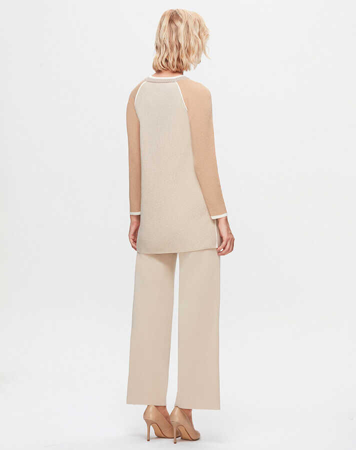 T25K-7001 Bol Paça Triko Pantolon YY216-BEİGE - 2