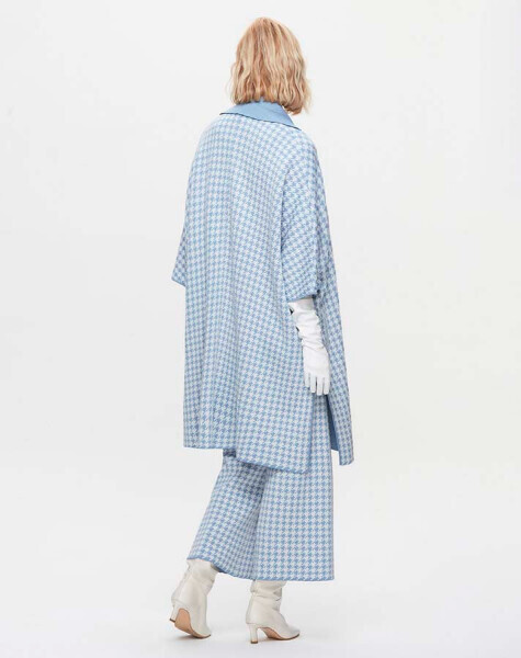 T25K-7002 Piyedepul Desenli Bol Paça Triko Pantolon PB13E-BLUE - 2