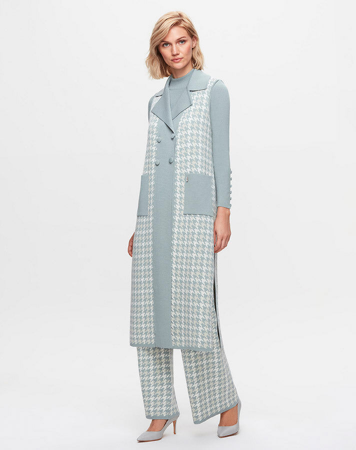 T25K-7003 Houndstooth Patterned Wide Leg Trousers - 3