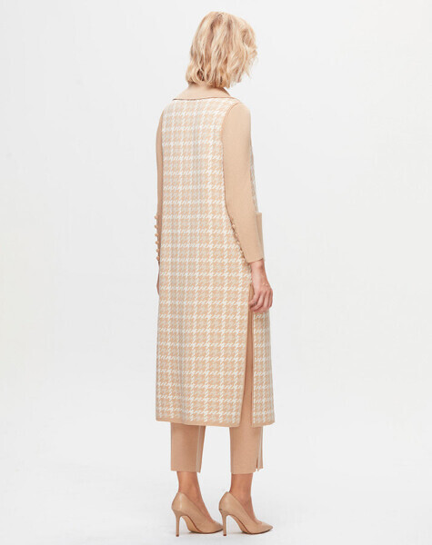 T25K-7003 Kazayağı Desenli Bol Paça Dido Beige Pantolon - 2