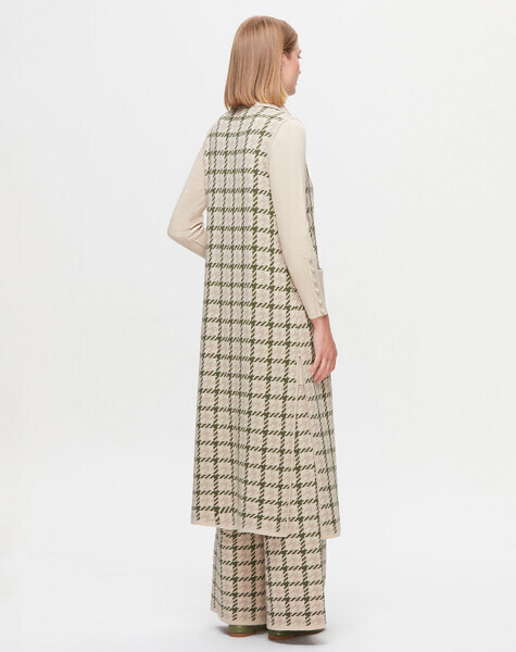 T25K-7003 Kazayağı Desenli Bol Paça Pantolon YY216-BEİGE - 3