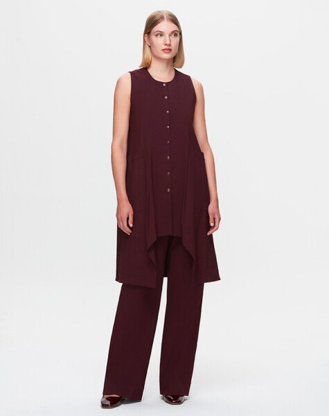 T25K-7004 Bol Paça Kumaş Pantolon STONE - 9