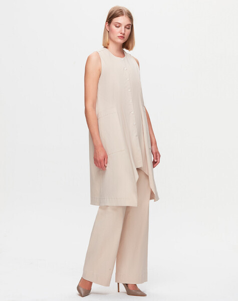 T25K-7004 Bol Paça Kumaş Pantolon STONE - 15