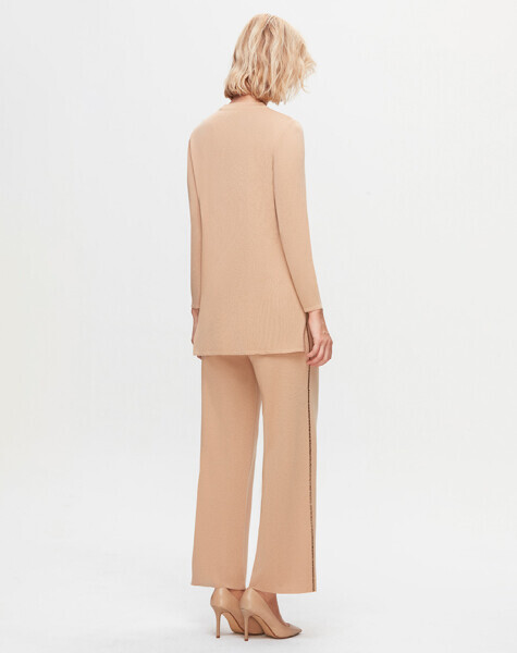 T25K-7006 Yanları Şerit Taşlı Bol Paça Pantolon DIDO-BEİGE - 2