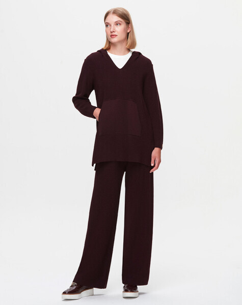 T25K-7007 Selanik Örgü Bol Paça Pantolon TROTA-OUBERGİNE - 2