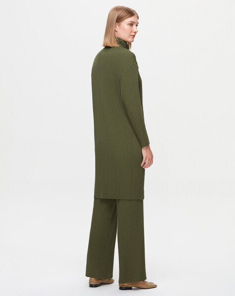T25K-7008 Kalın Fitilli Bol Paça Triko Pantolon FARAD-GREEN - MISS DALIDA (1)