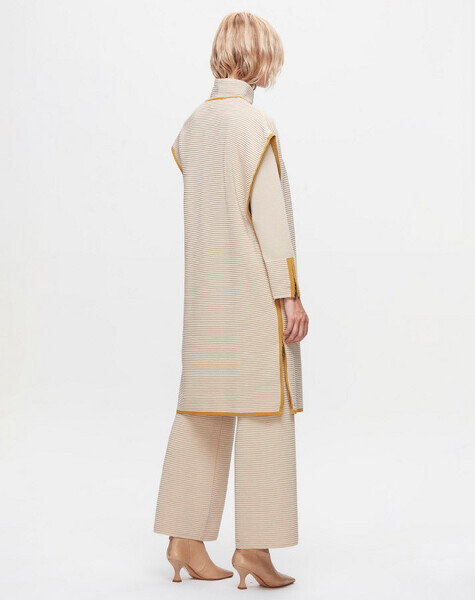 T25K-7009 Bekletmeli Bol Paça Triko Pantolon YY216-BEİGE - 3