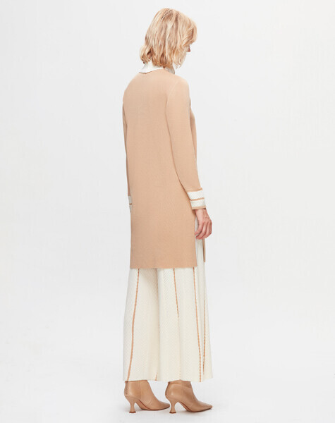 T25K-7012 Örgü Teknikli Bol Paça Triko Pantolon FEDE-ECRU / DIDO-BEİGE - 2