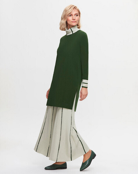 T25K-7012 Örgü Teknikli Bol Paça Triko Pantolon FONIA-RIVER - 1