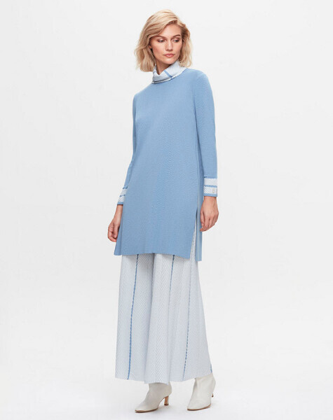 T25K-7012 Örgü Teknikli Bol Paça Triko Pantolon PB02V-ICE 